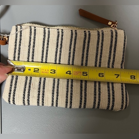 Madison West Overnight Tote and Sidekick Bag White With Black Stripes - Picture 13 of 14